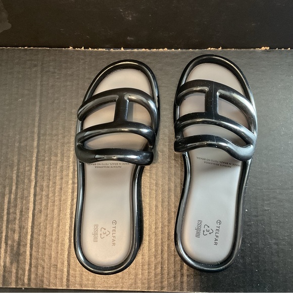 Melissa x Telfar Jelly Slides-Black (US Women’s Size 9/US Men’s Size 7 - Picture 1 of 2